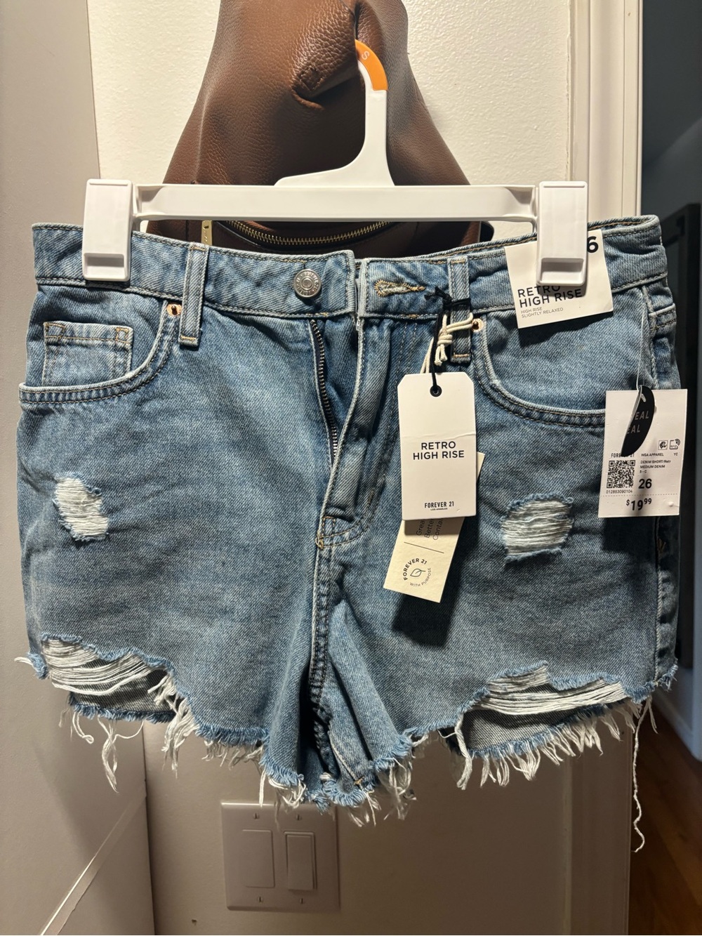 Forever 21 Light Blue Distressed Retro High Rise Denim Shorts